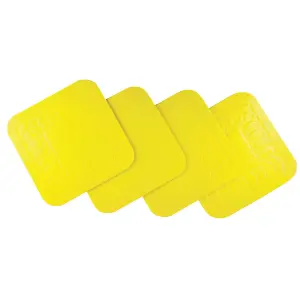 4 Pk Yellow Silicone Rubber Anti Slip Table Coasters - 90 x 90mm Dishwasher Safe