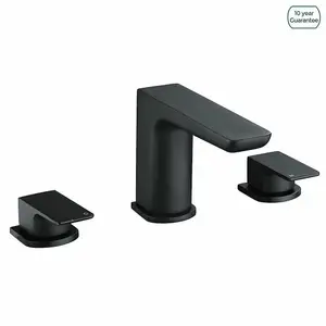 Nes Home Designer Matt Black Bath Filler Taps Basin Mixer 4 Tap Hole Deck Mounted