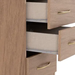 Cascio 3 Drawer Bedside Table Rustic Oak Effect