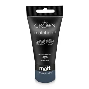 Crown Midnight Navy Matt Emulsion paint, 40ml Tester pot