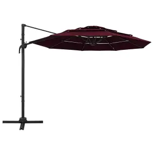 Berkfield 4-Tier Parasol with Aluminium Pole Bordeaux Red 3x3 m