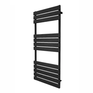 Flat Panel Towel Radiator - 1200mm x 500mm - Black