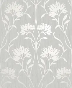 Fine Decor Florence Floral Grey Wallpaper FD42585