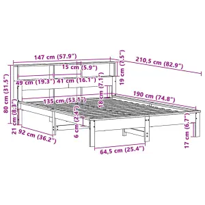 Berkfield Bed Frame without Mattress White 135x190 cm Double Solid Wood Pine