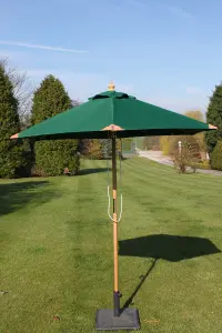 Hardwood Garden Parasol Umbrella - 2M Wide - (Dark Green)