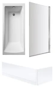 Square Single Ended Bath, Square Screen and Panels - 1700 x 700mm