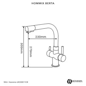 Hommix Berta Brushed Brass 3-Way Tap (Triflow Filter Tap)