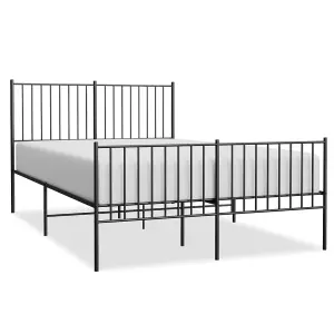 Berkfield Metal Bed Frame with Headboard and Footboard Black 140x190 cm