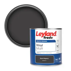 Leyland Trade Vinyl Matt Walls & Ceilings Emulsion Paint Black Elegance (PPG1004-7) 1L