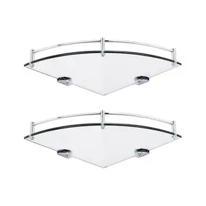 Glass Corner Wall Shelf Set Of 2 (Set of 2) Silver