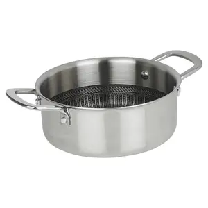 Hextec 24cm Diameter Non Stick Stainless Steel Induction Casserole Pot Kitchen Cookware