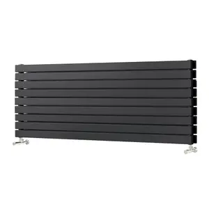 Porter Black Horizontal Double Flat Panel Radiator (W)1200mm x (H)612mm