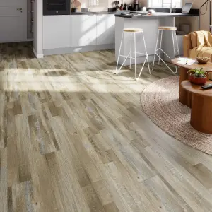 GoodHome Mambo Fancy Natural Multistrip Wood effect Synchronised Click vinyl Planks, 2.17m²