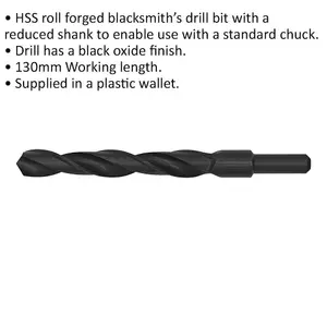 High-Quality 18mm HSS Roll Forged Blacksmith Drill Bit - 130mm Flute Length