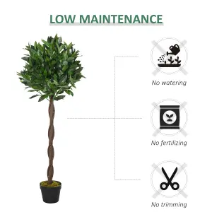 Outsunny Set Of 2 120cm Artificial Bay Laurel Topiary Trees w/ Pot Fake