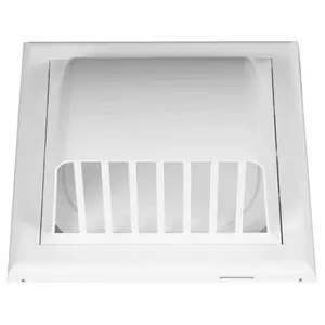 White Gravity Flap for 150 mm / 6" Round Wall Outlet - Ventilation Duct Cover with Non-Return Shutters and Rear Spigot