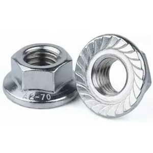 M6 (2 pcs) Hex Flanged Nuts with Serrated Flange A2 Stainless Steel DIN 6923 Flanged Nut