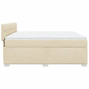 Berkfield Box Spring Bed with Mattress Cream 180x200 cm Fabric