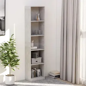 Berkfield 5-Tier Book Cabinet Concrete Grey 40x24x175 cm Engineered Wood