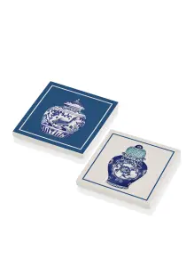 Rozi Vase Bleu Blanc Natural Stone Coasters (Set of 2)