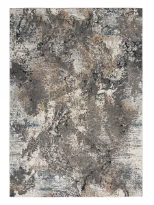 Grey Multicoloured Abstract Modern Easy To Clean Dining Room Bedroom & Living Room Rug-122cm X 183cm