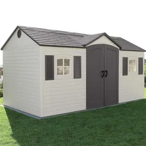 15 x 8 Life Plus Single Entrance Plastic Apex Shed With Plastic Floor + 2 Windows (15ft x 8ft / 15' x 8' / 4.57m X 2.43m)