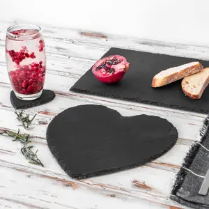 Argon Tableware - Heart Slate Placemats - 25cm - Pack of 6