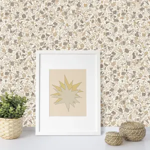 Fine Decor FD24953 Terrazzo Wallpaper, Natural