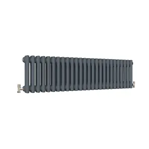 Horizontal Anthracite Double Column Radiator (H) 300mm x (W) 1190mm, 2723 BTU.