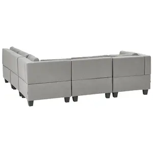 Corner Sofa with Ottoman UNSTAD Light Grey Fabric Left Hand