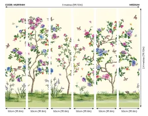 Origin Murals Oriental Flower Tree Ivory Matt Smooth Paste the Wall Mural 300cm wide x 240cm high