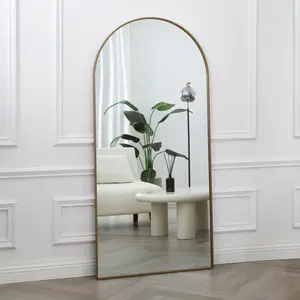 Arch Metal Floor Mirror Gold