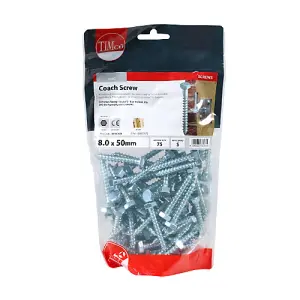 TIMCO Coach Screws Hex Head Silver  - 8.0 x 50