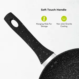 Royalford 28Cm Smart Fry Pan with Durable Granite Coating, Forged Aluminium Non-Stick Frying Pan Induction Hob Egg Omelet Pan