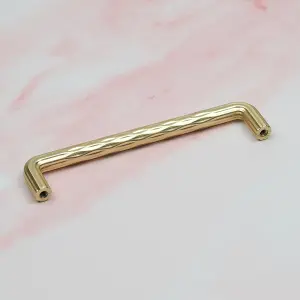 128mm Brass Gold Cupboard Handles Textured Grooved Knurled Bar Pull Kitchen Cabinet Door Drawer Dresser Replacement