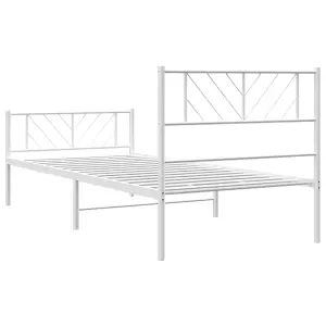 Berkfield Metal Bed Frame with Headboard and Footboard White 107x203 cm