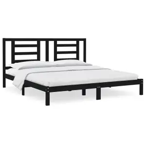 Berkfield Bed Frame Black Solid Wood Pine 200x200 cm