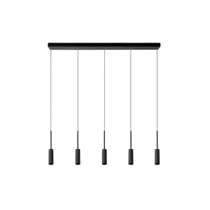 Lucide Tubule Modern Bar Pendant Light - LED - 5x7W 2700K - Black