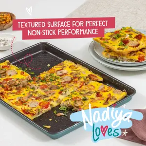 Prestige Nadiya Teal Rectangle Carbon Steel Dishwasher Safe Non-Stick Oven Tray Medium Size 9 x 13"