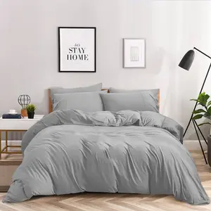 Super Soft 250 TC Microfibre Reversible Plain Duvet Cover Set Grey / Super King Duvet Cover + 2 Pillowcases