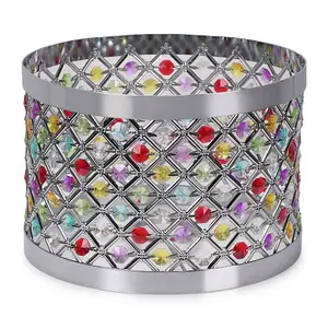 ValueLights Hadley Multi Colour Easy Fit Metal Cut Out Acrylic Jewel Drum Ceiling Light Shade - Bulb Included