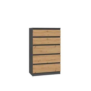 Tonya 5 Drawer 70cm Chest of Drawers Anthracite/Artisan Oak