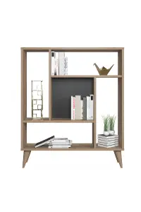 Norm Bookcase with 5 Compartments Display Unit, 90 x 25 x 105 cm Free Standing Shelves, Bookshelf, Open Cabinet, Oak