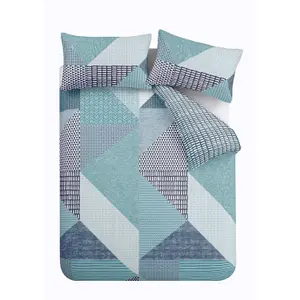 Catherine Lansfield Bedding Larsson Geo Duvet Cover Set with Pillowcase Teal