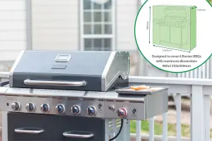 Home Garden Water Resistant Outdoor 6 Burner BBQ Barbeque Green Cover Protector