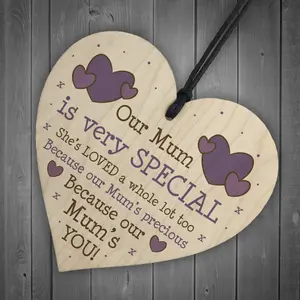 Special Gift For Mum Wood Heart Sign Birthday Mothers Day Gift From Daughter Son