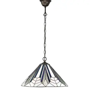 Luminosa Astoria 1 Light Medium Ceiling Pendant Dark Bronze, Tiffany Style Glass, E27