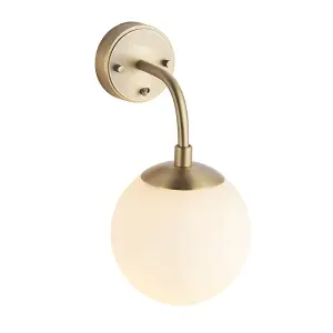 Luminosa Cosenza Wall Lamp Matt Antique Brass Plate & Opal Glass