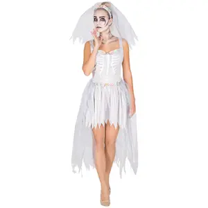 Women's Skeleton Bride Costume - white XL