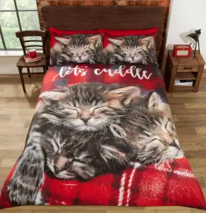 Cuddle Cats Polycotton Duvet Set With Pillowcase